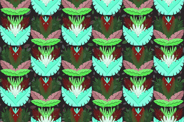 seamless pattern flat leaves tropical summer background