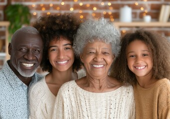 Take a moment to unwind, flash a smile, and capture a selfie with your black family in the living room to share on social media, fostering bonding and pride