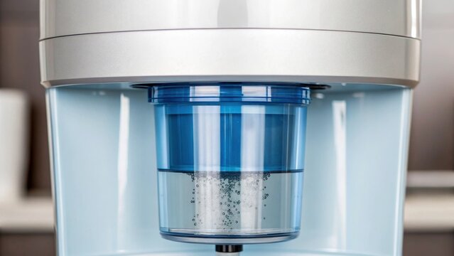 Detailed view of the outflow spout where clean filtered water exits the unit accompanied by tiny lingering particles of sediment emphasizing successful mineral retrieval..