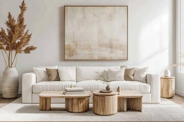 Cozy Living Room with Modern Aesthetic Featuring Neutral Tones and Natural Elements for Serene Home Decor Inspiration