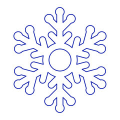 Snowflake, outline drawing. Linear icon, vector illustration isolated on a white background.  Editable stroke. Line thickness can be changed.