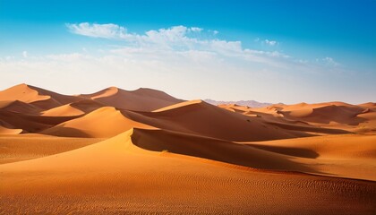 majestic desert landscape golden sand dunes under a clear sky