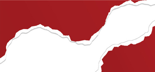 Ripped red paper effect with shadow on a transparent background