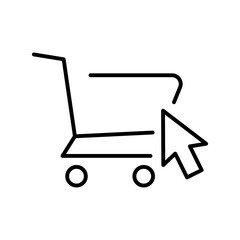 Shopping cart with mouse cursor click icon