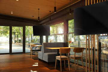 Naklejka premium TV sets for event broadcasting in bar