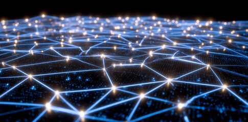 Obraz premium The Abstract Healthcare Network serves as an abstract illustration of global healthcare, characterized by interconnected nodes and data streams