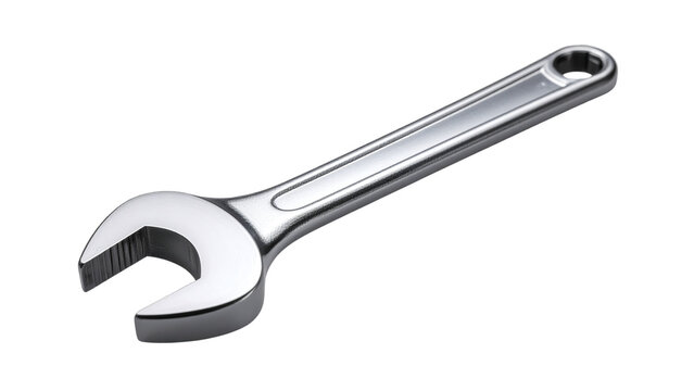 Chrome wrench tool isolated on transparent background, ideal for construction, repair, and maintenance projects