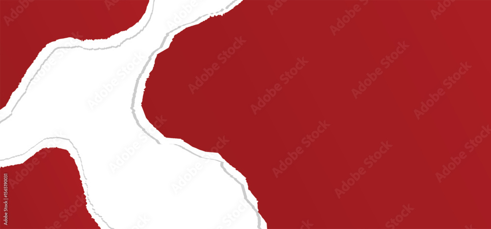 Poster ripped red paper with shadow on a transparent background. design element for poster and horizontal b