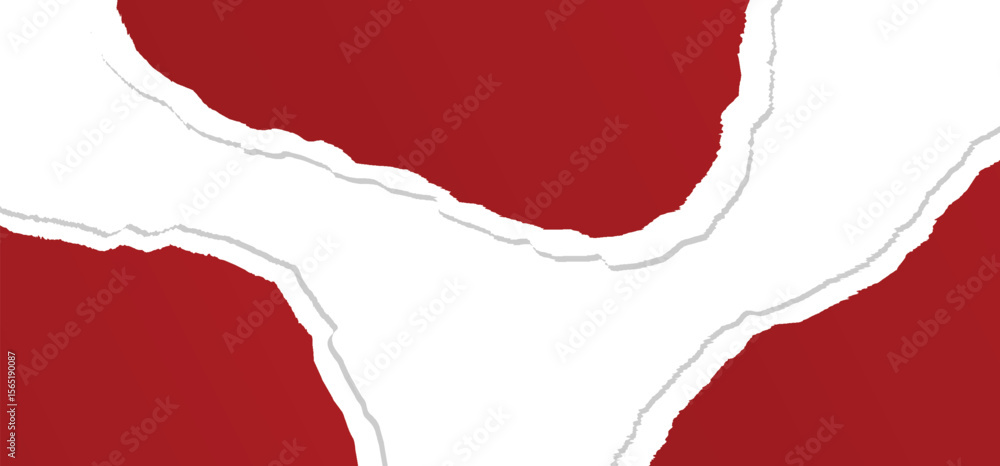 Poster red paper with torn edge with transparent background for horizontal banner