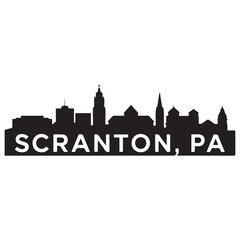 Fototapeta premium Scranton, PA skyline horizontal banner. Scranton, Pennsylvania. Vector template for your design. Vector black silhouette. with white background