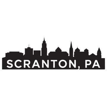 Scranton, PA skyline horizontal banner. Scranton, Pennsylvania. Vector template for your design. Vector black silhouette. with white background