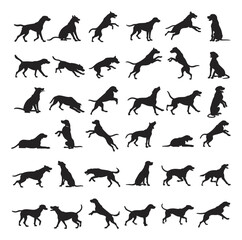 Dog Silhouette Vector Collection with Multiple Poses for Design and Illustration