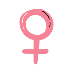Female, Venus symbol illustration in pink, isolated on white background. Minimal and modern design, perfect for women's rights, gender equality, feminism, and female health topics.
