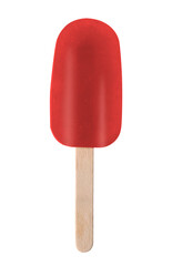 Yummy red ice cream on white background