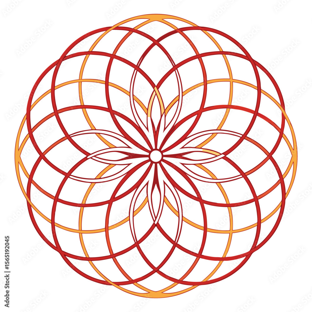 Poster modern abstract vector mandala design with interlaced shapes featuring a complex geometric pattern s