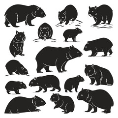 Wombat Silhouette Vector Set – Australian Animal Clipart Collection