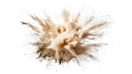 Dry soil explosion isolated on transparent background	
