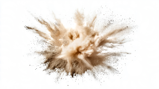 Dry soil explosion isolated on transparent background	
