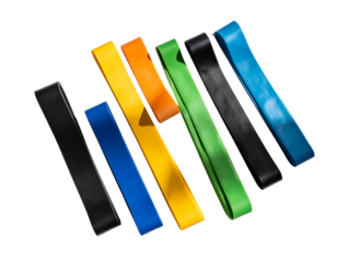 Set of Fitness Resistance Bands in Multiple Colors – Isolated Transparent Background PNG Clipart