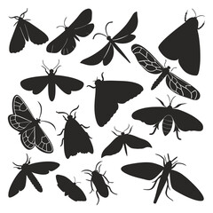 Moth Silhouette Vector Set – Insect Clipart Collection for Nature, Logo, and Design Illustrations