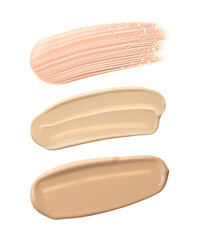 Smears of liquid foundation on white background, set. Palette of shades