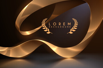 Abstract golden waved shape background