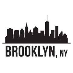 Naklejka premium Brooklyn, NY, city skyline. Black cityscape banner. Vector black silhouette. with white background