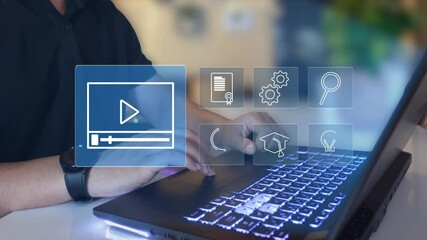 E-learning online education training webinar on internet for personal development and professional qualifications.  - Powered by Adobe