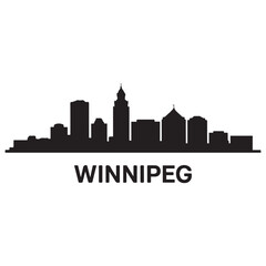 Obraz premium Winnipeg skyline silhouette. Black Winnipeg city. Vector black silhouette. with white background