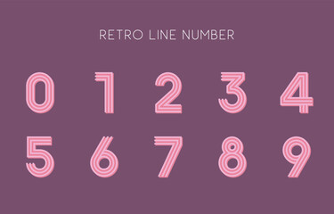 Retro Line Number Typeface in Pink and Purple Color Scheme