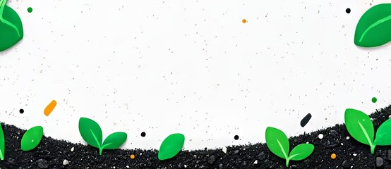 A setup of microgreens one week old positioned in front of a white background providing ample space for text