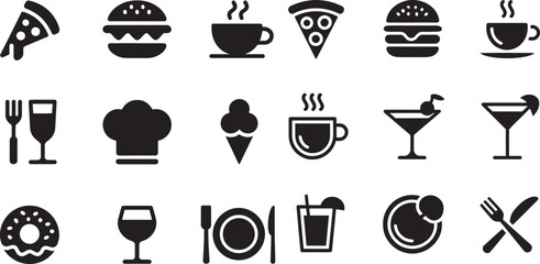Food and drink icons pizza burger
