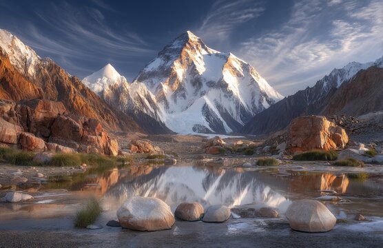 The Himalaya range in Garhwal, Uttar Pradesh, India, Asia, features notable peaks like Bhagirathi Parbat, which stands at 6856m, and the moraine glacier Gangotri