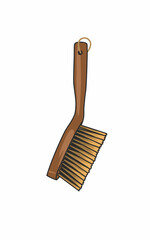 Bathroom floor brush made of natural wood. Cleaning tool