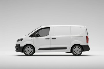 white van over white surface, with empty blank space for text copy space or mockup design, high detail, 8k