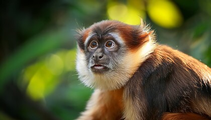 Obraz premium a curious monkey joyfully exploring its beautiful natural habitat and surroundings