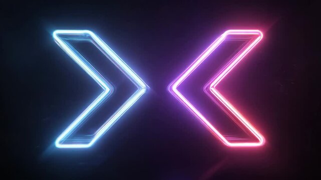 Neon Light Effect Left and Right Arrows, Digital Navigation and Direction Concept, Video