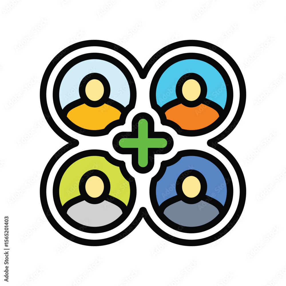 Poster multi user support color icon vector illustration