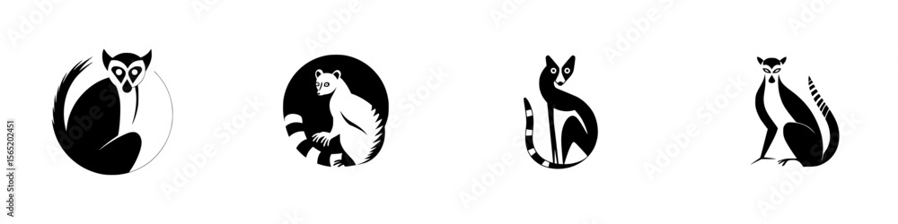 Poster creative silhouettes depicting various animal forms in minimalist style for design projects and visu
