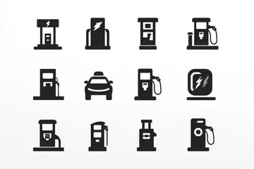 The electric charging icon is a modern representation of an EV charging point station in illustration