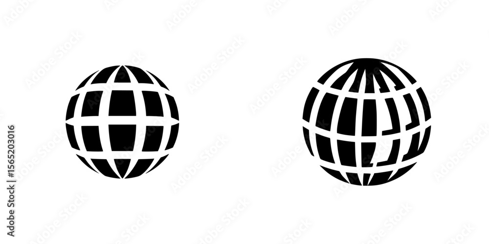 Poster silhouette pictograms of interconnected globe icons representing global communication and networking