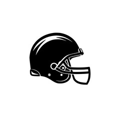 Stylized silhouette of a football helmet design suitable for various sports-related applications and illustrations
