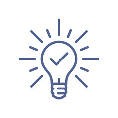 Idea icon, minimal lightbulb symbol representing creative thinking, innovation, bright solution, smart concept and inspiration process flat vector illustration.