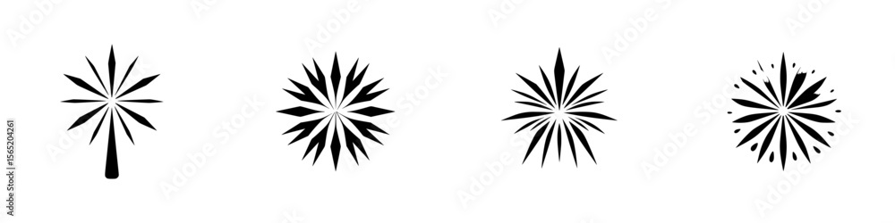 Poster silhouette pictogram vector icons set showcasing various abstract star-like designs suitable for div