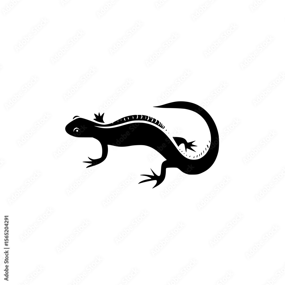 Poster silhouette pictogram of a lizard designed for use in various applications and contexts focusing on n
