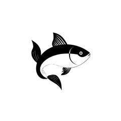 Fototapeta premium Silhouette pictogram of a fish showcasing a simple and clean design for aquatic themes and activities