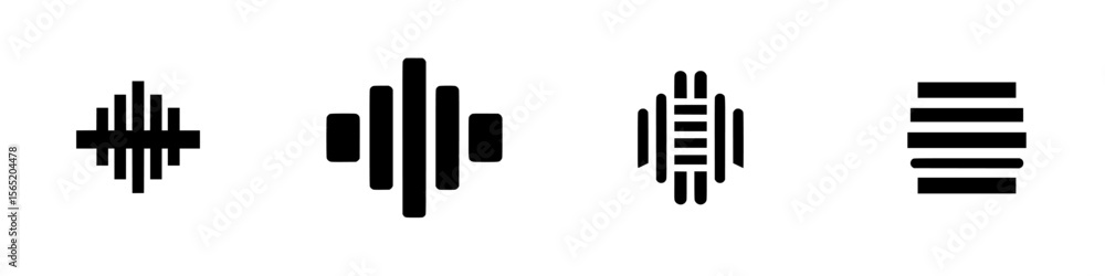 Poster silhouette pictogram icons set depicting various shapes and line configurations for design and visua