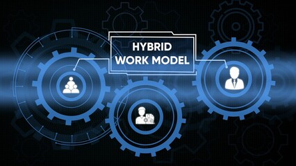 Obraz premium Conceptual illustration of hybrid work model showing integration and collaboration of teams