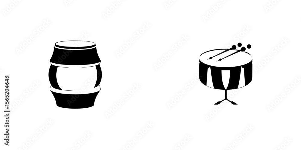 Poster silhouette pictogram icons representing musical instruments for art and design applications
