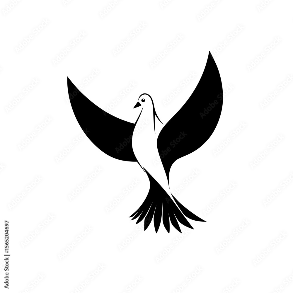 Aufkleber silhouette pictogram of a bird in flight showcasing its wings and elegant form in a minimalistic sty